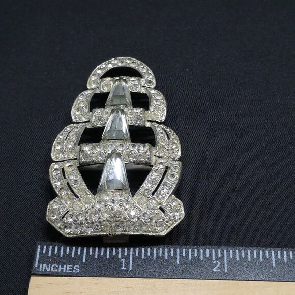 Vintage Clear Rhinestone Ladies Belt Buckle, Pot Metal, 1930s Vintage - Picture 6 of 10